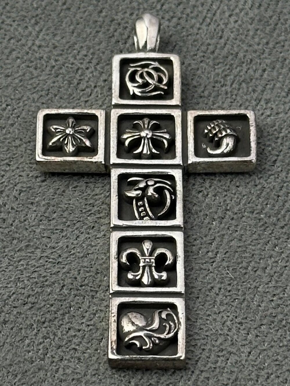 Vintage Silver Frame Multi Element Cross Pendant